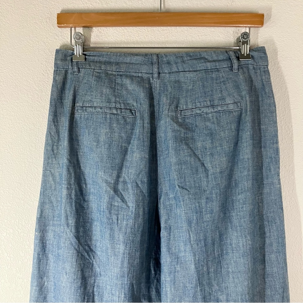 LAUREN RL Wide Leg Chambray Trouser Pants Size 10 Pleated Old Money Heritage - Picture 7 of 10